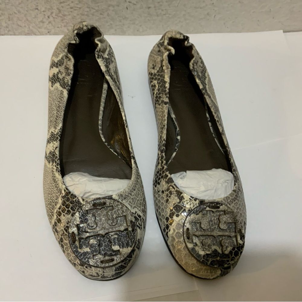 Tory Burch Snake Print Reva Cowhide Leather Flats 6.5 M